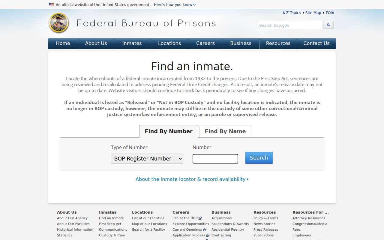 Orleans Parish arrest lookup using the Federal Bureau of Prisons locator