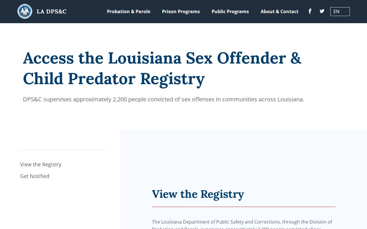 Orleans Parish sex offender registry and Louisiana supervision explanation